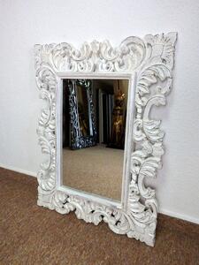Zrcadlo SECRET bílé, 80x60 cm, exotické dřevo, ruční práce