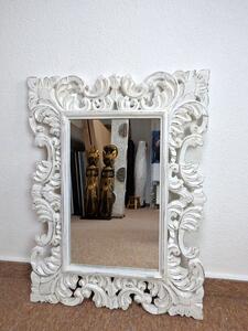 Zrcadlo SECRET bílé, 80x60 cm, exotické dřevo, ruční práce