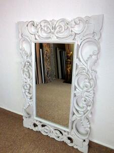 Zrcadlo WAJAN, bílé, 120x80 cm, exotické dřevo, ruční práce