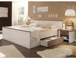 Manželská postel 180x200 cm a 2ks noční stolek v dekoru dub sonoma truflový a pinie bílá TK2179