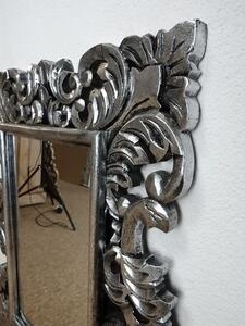 Zrcadlo SECRET stříbrné, 80x60 cm, exotické dřevo, ruční práce
