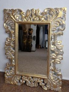 Zrcadlo SECRET zlatá, 80x60 cm, exotické dřevo, ruční práce