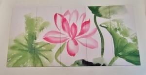 5-dílný obraz akvarelový lotosový květ - 100x50 cm