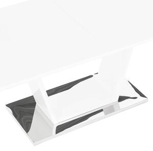 Tempo Kondela Jídelní stůl, rozkládací, bílá extra vysoký lesk / oceľ, 160-220x90 cm, PERAK