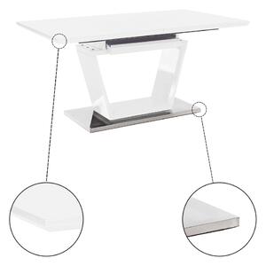 Tempo Kondela Jídelní stůl, rozkládací, bílá extra vysoký lesk / oceľ, 160-220x90 cm, PERAK