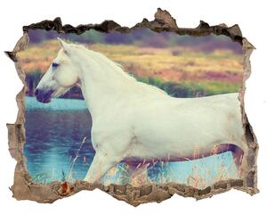 Díra 3D fototapeta nálepka Bílý kůň jezero nd-k-87150545