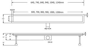 ProHouse Sprchový odtokový žlab M2 Délka: 140cm
