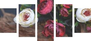 5-dílný obraz květinové vinobraní - 100x50 cm