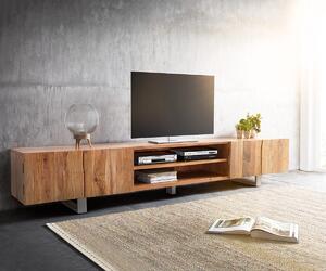 DELIFE TV stolek Live-Edge 300 cm akácie přírodní 4 dvířka 2 přihrádky