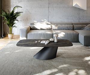 DELIFE Konferenční stolek Edge Boot 140x80 cm keramika Laminam® Noir Desir hnědá Conis kov černá