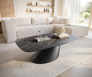 DELIFE Konferenční stolek Edge Boot 120x70 cm keramika Laminam® Noir Desir hnědá Conis kov černá