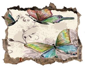 Díra 3D foto tapeta nálepka Motýli a květiny nd-k-90122536