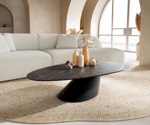 DELIFE Konferenční stolek Edge oválný 140x75 cm keramika Laminam® Noir Desir hnědá Conis kov černá