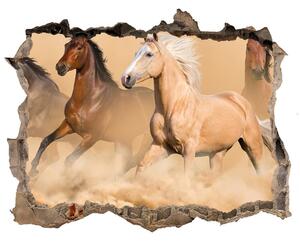 Díra 3D foto tapeta nálepka Koně poušť nd-k-90840320