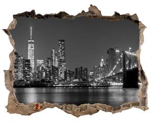 Foto fotografie díra na zeď Manhattan noc nd-k-92771254