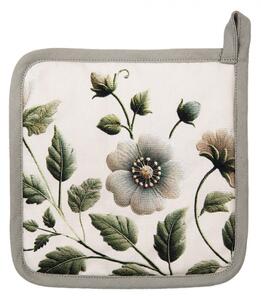 Kuchyňská chňapka / podložka pod hrnec se zelenými květy Gently Blooming – 20x20 cm