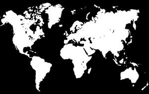 Obraz bílá mapa na černém pozadí - 60x40 cm