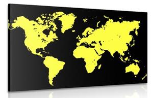 Obraz žlutá mapa na černém pozadí - 120x80 cm