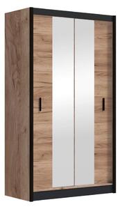 Šatní skříň se zrcadlem MIRO 120x215x61 cm dub craft/černá