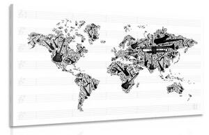 Obraz hudební mapa světa v inverzní podobě - 90x60 cm