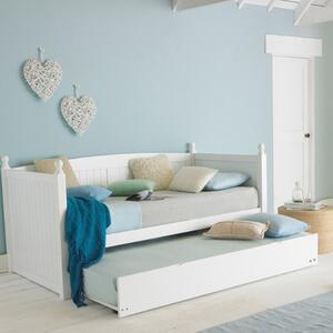 Dětská postel s přistýlkou, borovicové dřevo, bílá, 90x200, GLAMIS