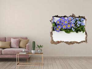 Nálepka 3D díra na zeď Modré květiny nd-k-99973378