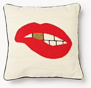 Ručně vyrobený vlněný dekorativní polštář Lips Bitten