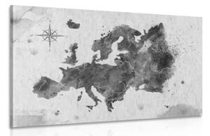 Obraz retro mapa Evropy v černobílém provedení - 120x80 cm