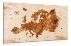 Obraz retro mapa Evropy - 90x60 cm