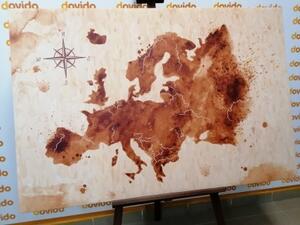 Obraz retro mapa Evropy - 90x60 cm