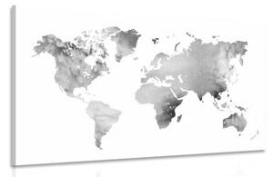 Obraz mapa světa v černobílém provedení v akvarelu - 60x40 cm