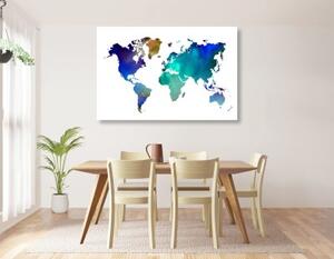 Obraz barevná mapa světa v akvarelu - 60x40 cm