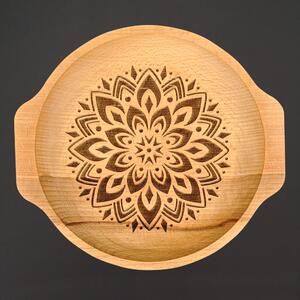 AMADEA Dřevěná miska mandala, masivní dřevo, 24 cm
