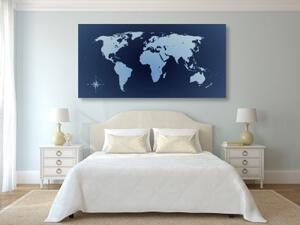 Obraz mapa světa v odstínech modré - 100x50 cm