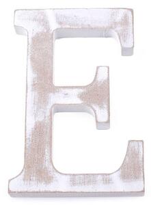Dřevěná písmena abecedy vintage - 5 "E" bílá přírodní