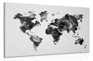 Obraz mapa světa v designu vektorové grafiky v černobílém provedení - 120x80 cm