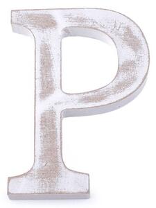 Dřevěná písmena abecedy vintage - 16 "P" bílá přírodní