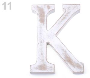 Dřevěná písmena abecedy vintage - 11 "K" bílá přírodní