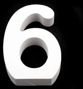 3D dekorace číslice, otazník, vykřičník výška 8 cm - 6 "6" bílá mléčná