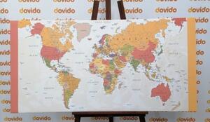 Obraz podrobná mapa světa - 100x50 cm