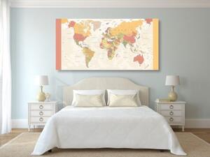Obraz podrobná mapa světa - 100x50 cm