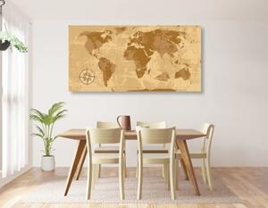 Obraz rustikální mapa světa - 100x50 cm
