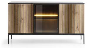 Moderní komoda SONNY K154 LED, černá / dub votan