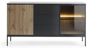 Moderní komoda SONNY KSZ154 LED, černá / dub votan