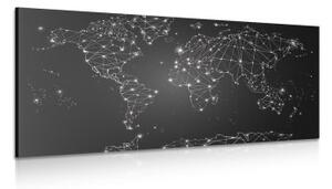 Obraz černobílá mapa světa - 100x50 cm