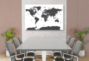 Obraz mapa světa s jednotlivými státy v šedé barvě - 60x40 cm