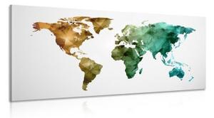 Obraz barevná polygonální mapa světa - 100x50 cm