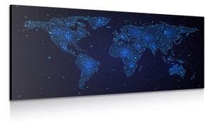 Obraz mapa světa s noční oblohou - 100x50 cm