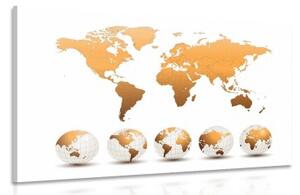 Obraz globusy s mapou světa - 90x60 cm