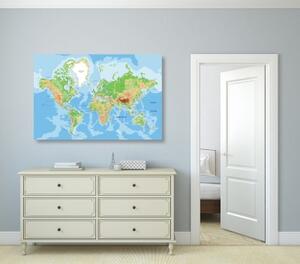 Obraz klasická mapa světa - 60x40 cm